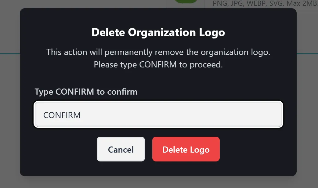 Delete Logo Confirmation
