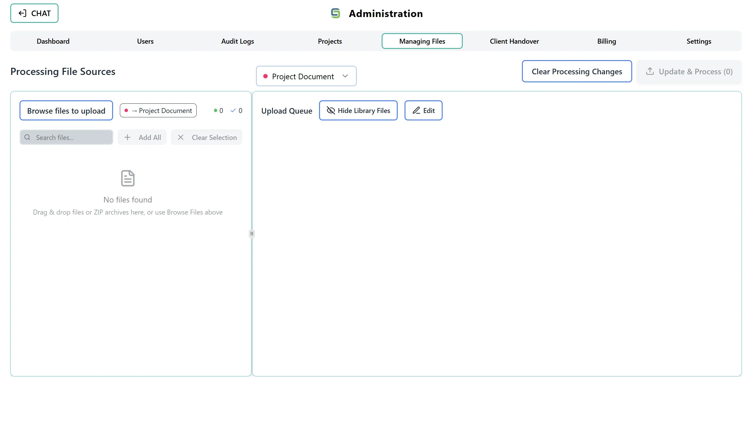 Managing Files Interface